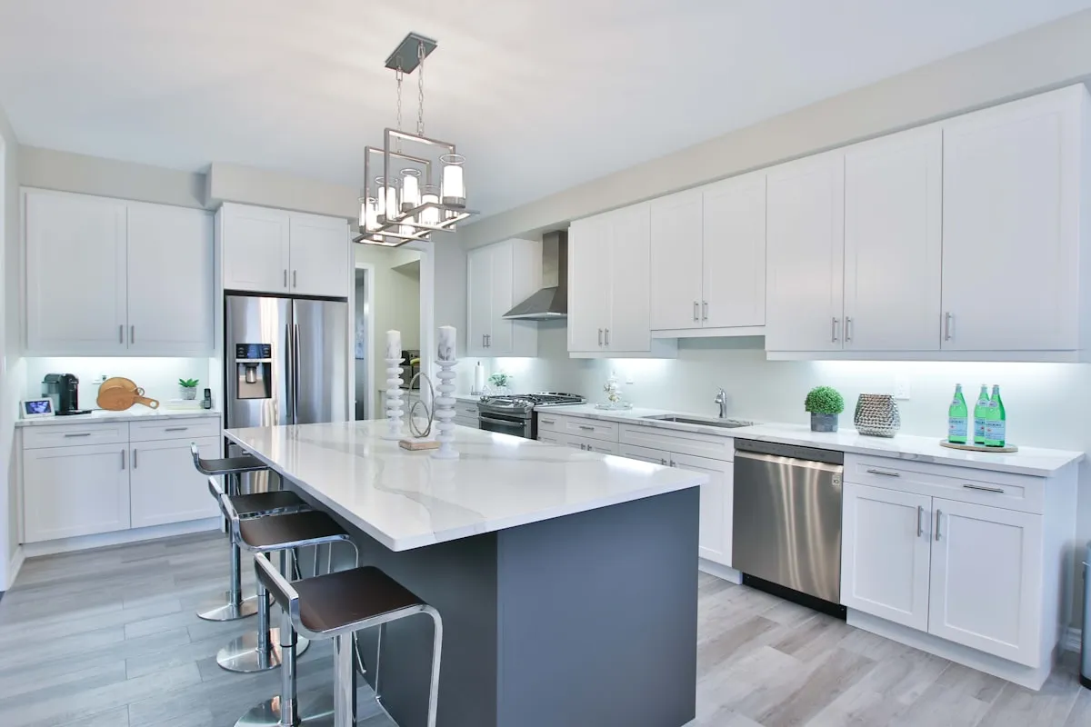 Modern kitchen with sink and dishwasher ready for garbage disposal installation