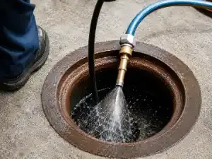 Main sewer drain clearing to restore flow to multiple fixtures