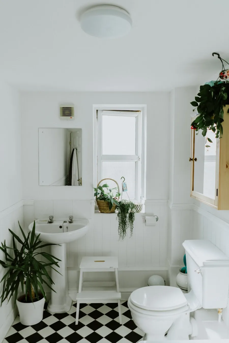 Residential bathroom that may need clog clearing or overflow service